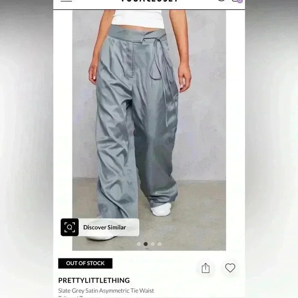 Pretty little thing, satin asymmetric tie waist tailored trousers 6 - Picture 2 of 8